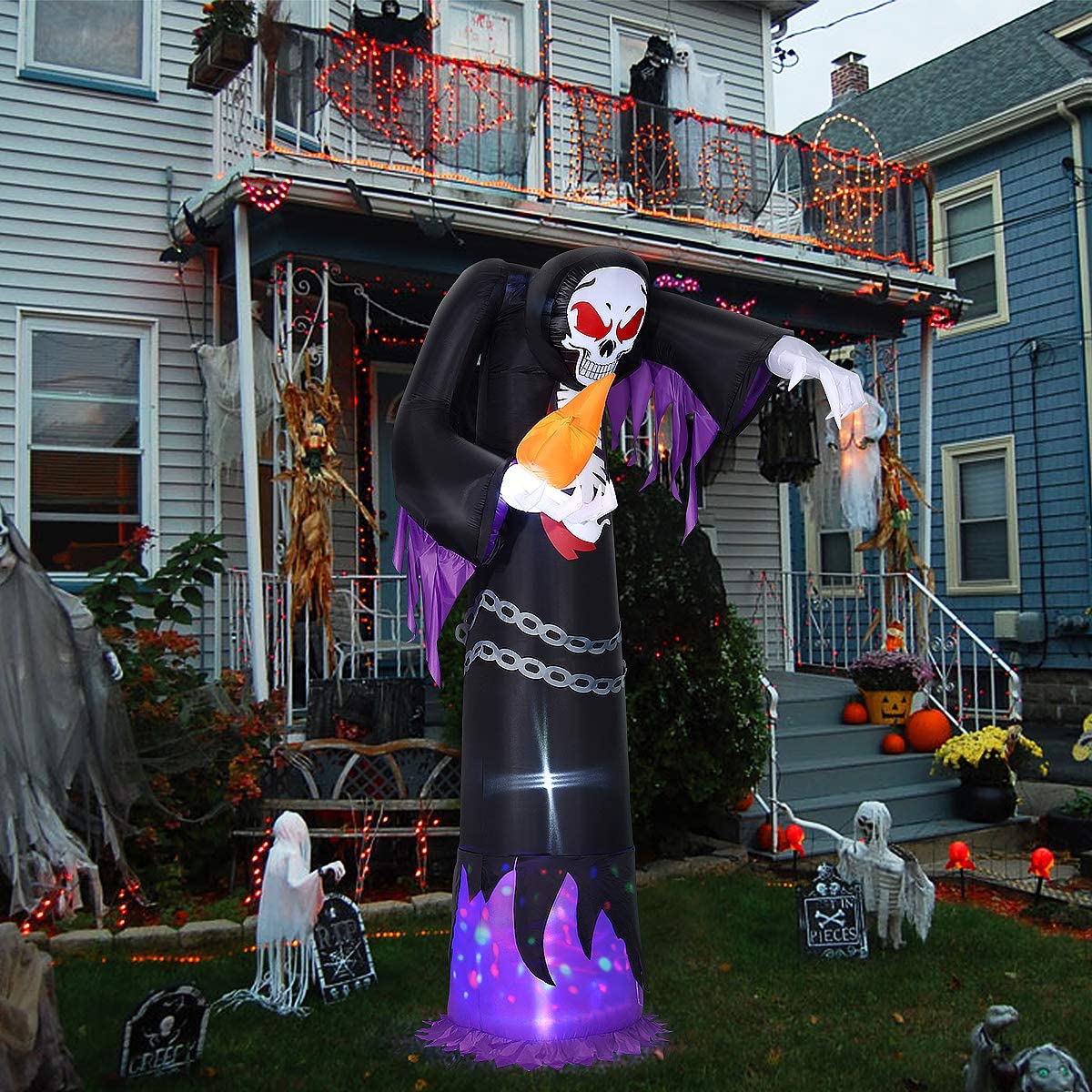 10FT Halloween Inflatables, Blow Up LED Lights Halloween Inflatable