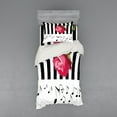 thumbnail image 2 of Ambesonne Modern Bedding Set 4 Pcs, Red Rose on the Piano, Queen, Pink Black White, 2 of 3