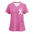 thumbnail image 1 of Hauts de Sarrau Roses pour Femmes avec Poche, Manches Courtes, Col en V, Uniforme d'Infirmière pour les Fêtes, Chemise de Travail Infroissable, Sarraus Médicaux, Rose Vif, TG, 1 of 3
