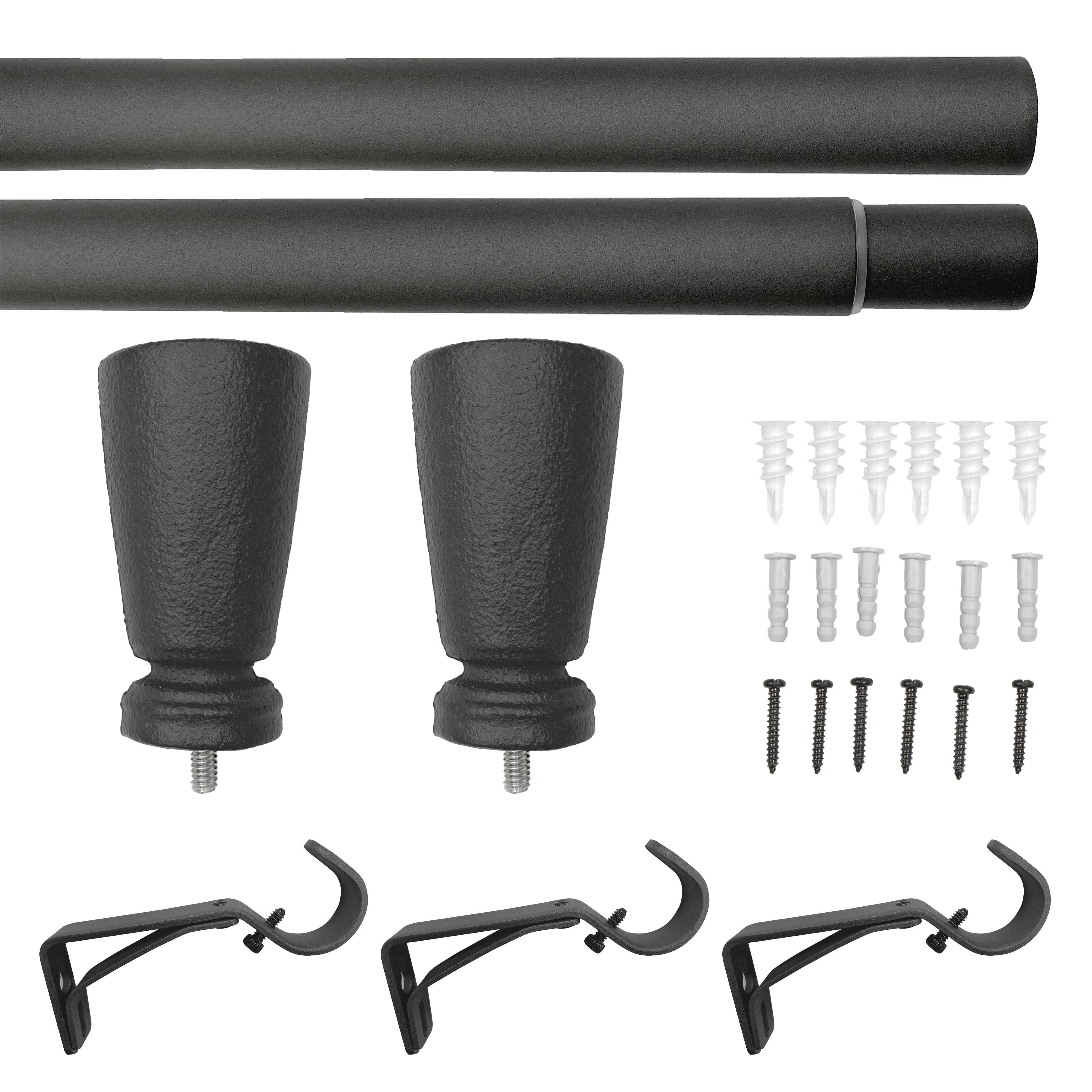Better Homes & Gardens 1” Cast Iron Cone Curtain Rod, Cast Iron, 120-180”