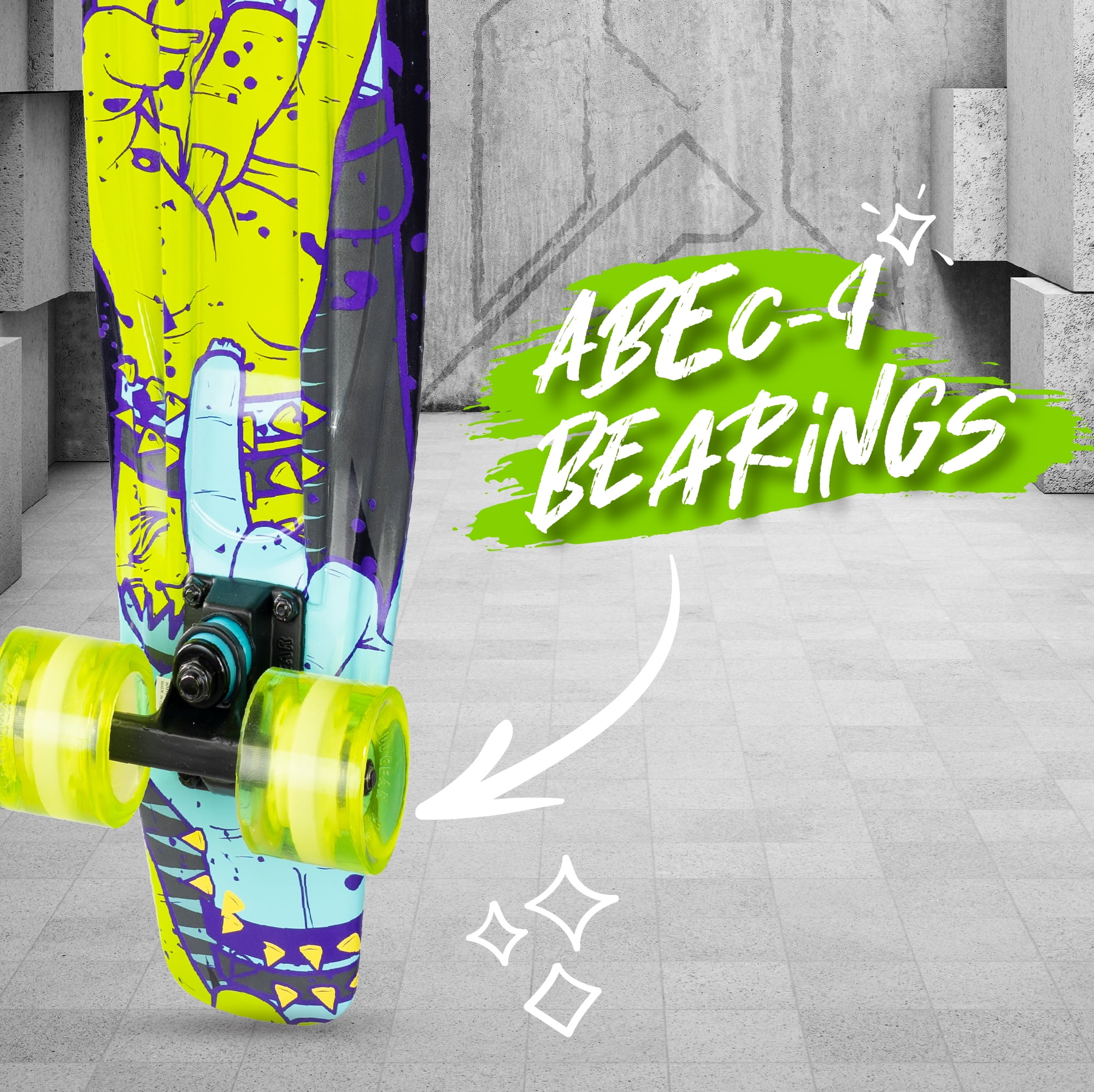 Retro Mini Cruiser Skateboard for Kids and Teens – Lightweight 22
