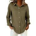 thumbnail image 3 of Womens Button Down Shirts Long Sleeve Cotton Gauze Tops Casual Collared Blouses Loose Fit Casual Shirts for Women Long Sleeve Button Down Blouses Fall 2026 Solid Color Trendy Tops, 3 of 7