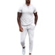 thumbnail image 1 of Traje de ocio para hombre Cuello vuelto Cremallera Pretina Color puro Manga corta Pantalones largos Chándal Blanco L, 1 of 6