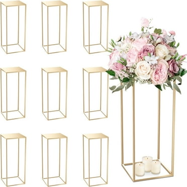 2-Pack Metal Flower Stands Gold Geometric Wedding Centerpieces Square ...