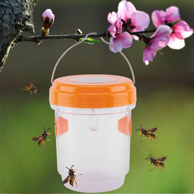 Receptor de trampas de avispas solares portátiles para exteriores, no tóxico, , reutilizable, con luz para jardín, huertos, granjas, amarillo DYNWAVEMX trampa para abejas y avispas
