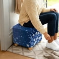 thumbnail image 5 of SCRAWLGOD Floral Print Navy Blue Ottoman Cover Square Storage Ottoman Slipcover Thick Stretchable Footrest Stool Covers with Elastic Band for Pets, Machine Washable, 5 of 7