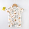 thumbnail image 2 of kpoplk Newborn Infant Baby Boy Fishing Outfit First Birthday Clothes Pure Cotton Summer Short Sleeve Romper Jumpsuit Size 6-12 Months,Orange, 2 of 4