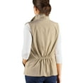 thumbnail image 3 of Collections Etc Women's Snap Front and Cinch Back Sleeveless Vest with Front Slant Pockets - Flattering Layering Piece for Outfit, Khaki, X-Large, 3 of 4