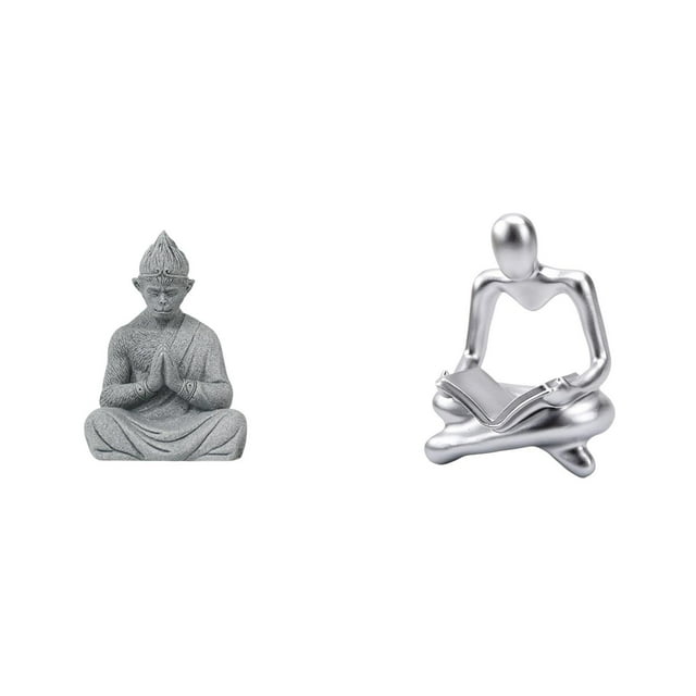 Estatua de mono,Estatua de Buda Mono para Interiores y Exteriores Budista,Figura de pensador abstracto,Estatua de pensador abstracto,decoración para el hogar,Figura humana decorativa para