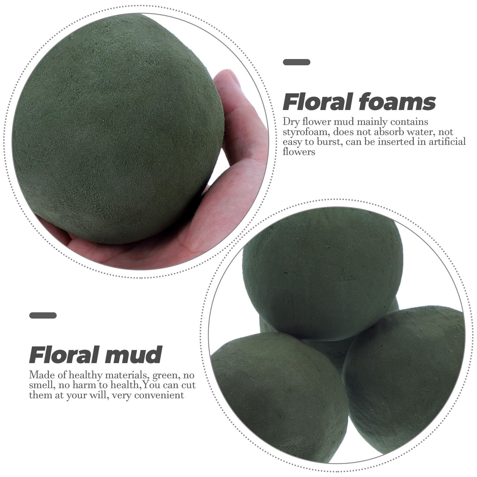 OUNONA 6-Pack Floral Foam Blocks for Flower Arranging, Green Mud Flower Foam, and Safe Materials