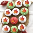 thumbnail image 4 of Duslogis 50 Pack Edible Fall Leaves Cupcake Cake Toppers Wafer Paper Autumn Maple Leaf Cake Decorations Thanksgiving Theme Cake Picks Wedding Birthday Baby Shower Party Decor (Style 2), 4 of 7