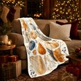 thumbnail image 3 of Watercolor Autumn Harvest Pumpkin Gourd Illustration, Cozy Festive Scene, Warm Flannel Blanket for Living Room and Family Room, Garden Lovers Thanksgiving Gift, Festive Home Decor, 3 of 9