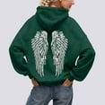 thumbnail image 2 of HOWPAY Angel Wings Hoodies for Women Printed Long Sleeve Casual Sweatshirt Kangaroo Pocket Drop Shoulder Loose Fit Fall Winter Outfits Clothes Dark Green XL, 2 of 8
