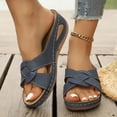 thumbnail image 3 of Dakaela Womens Orthopedic Wedge Sandals Arch Support Comfortable Slip on Slides Summer Beach Vacation Dressy Walking Shoes Blue 9.5, 3 of 7