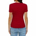 thumbnail image 4 of Simua Womens Boat Neck Tops Short Sleeve T-Shirts Slim Fitted Solid Color Summer Y2k Basic Clothes, 4 of 7