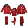 thumbnail image 3 of Family Christmas Pajamas Matching Sets Silk Satin Plus Size Casual Matching Set for Family, 3 of 10