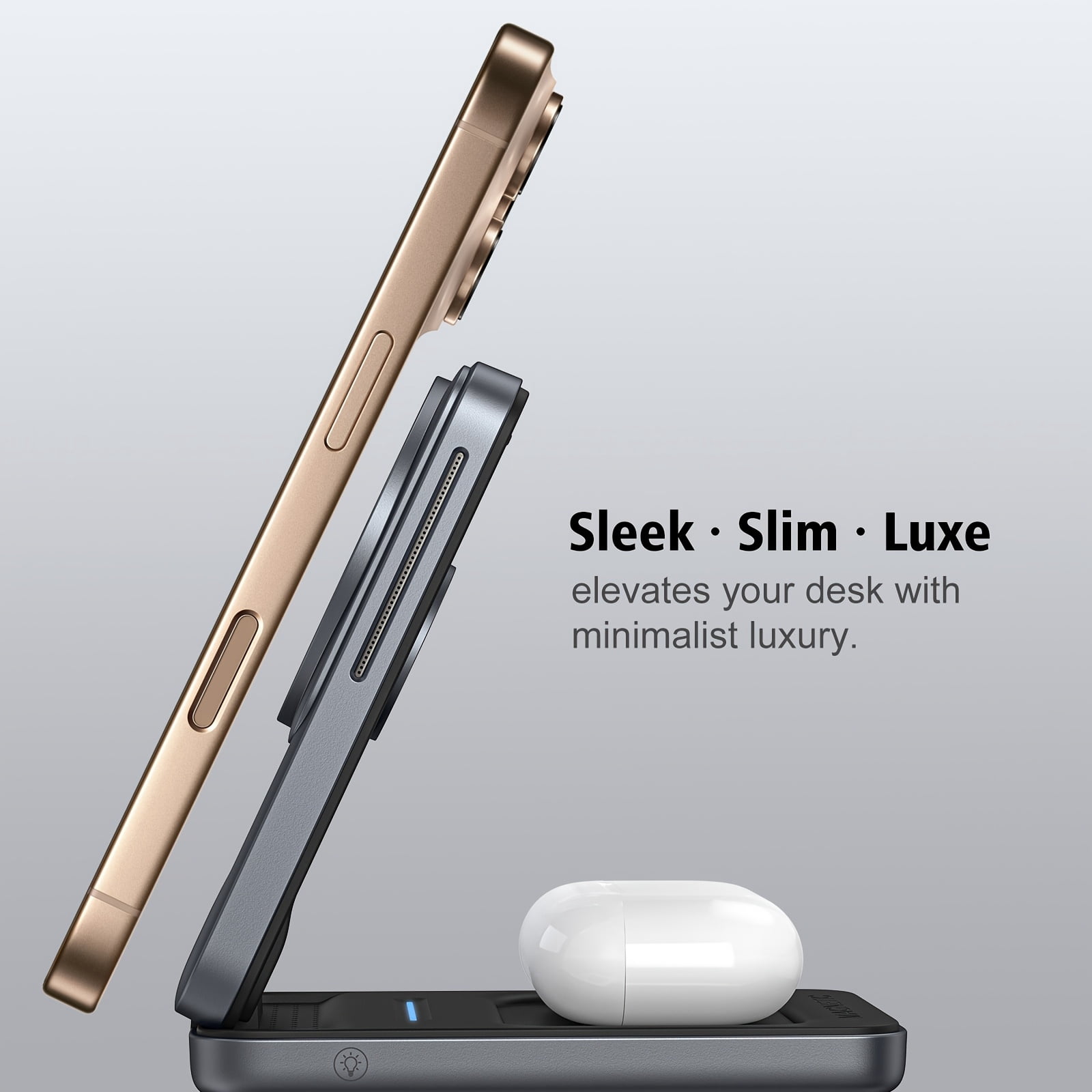 Foldable 3-In-1 Magnetic Wireless Charger, Ultra-Slim & Lightweight Charging Stand with Adjustable Night Light, for Iphone 17 16 15 14 13 12, Apple Watch & Airpods