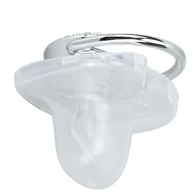 With Silicone Baby Pacifier Silver A-Z Letters Safe BPA Free One Piece Seamless Pacifier with Lid for Infant 6-18 Months