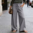 thumbnail image 2 of Enjoytime Womens Wide Leg Pants High Waist Drawstring Beach Trousers Summer Loose Casual Vacation Plus Size Pants, 2 of 8