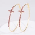 thumbnail image 1 of Joyería Pendiente de cruz dorada con diamantes, sencillo, personalidad exagerada, pendientes circulares, pendientes femeninos, uso versátil, estilo minimalista, 1 of 6