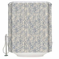 Fabric Shower Curtain, Vintage Blue Flowers Plants Bathroom Curtain with 12 Hooks Waterproof No Bad Odor Machine Washable Bath Curtains for Bathroom, Spa Room, 72"x72"