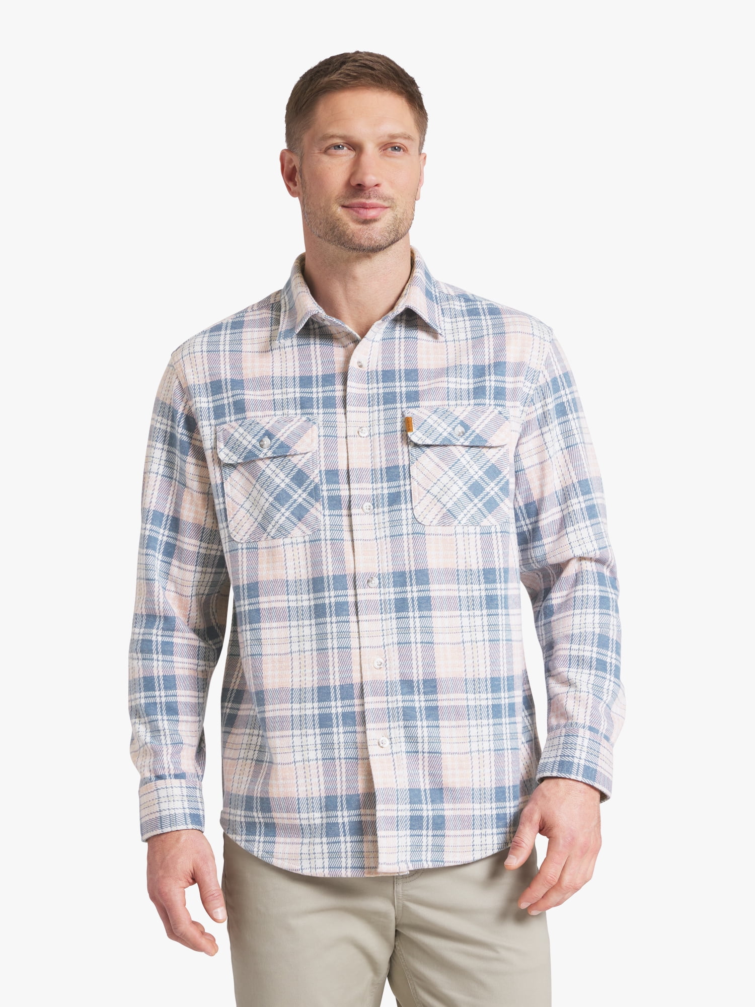 Chaps Men's & Big Men's Long Sleeve Knit Flannel Shirt, Sizes S-3XL