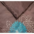thumbnail image 5 of 7 Pc Brown, Teal and Taupe Floral Striped Design Cal King Size Comforter set, by Legacy Decor, 5 of 7