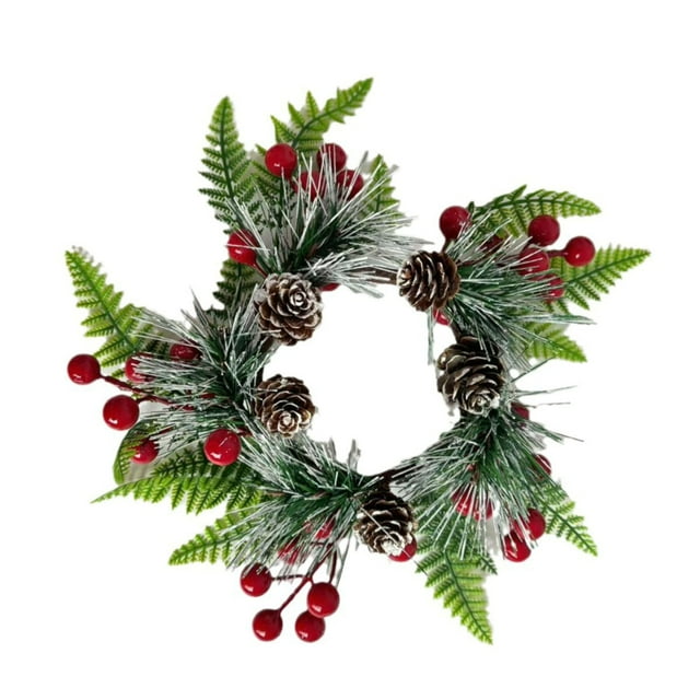 B Christmas Wreath Red Fruit Pinecone Christmas Candlestick Plastic Material Home Decoration Style B