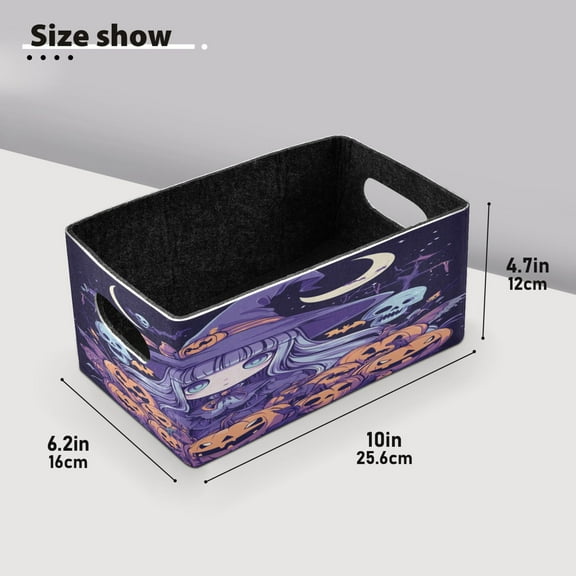 BZSMCE Shelf Baskets Cute Anime Witch Pattern Storage Cube Bins 10.1*6.3*4.7in Set of 2