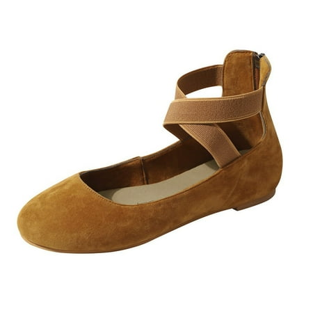 

Pgeraug slippers for women Sandals For Women Ladies Fashion Causal Shoes Elastic Strap Flat Shoes Singles women s shoes Brown 38