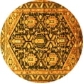 thumbnail image 1 of Ahgly Company Machine Washable Indoor Round Persian Yellow Traditional Area Rugs, 3' Round, 1 of 4