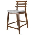 thumbnail image 6 of 2xhome Set of 2 Gray 23.5 Seat Height Counter Stools With Open Back Padded Seat Cushion Fabric Dark Brown Wood, 6 of 11