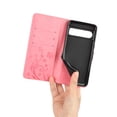 thumbnail image 6 of Designed for Google Pixel 8 Pro Case, Wrist Strap Flip Kickstand PU Leather Wallet Case Cash Card Slots Holder, Protective Shockproof Pattern Women Cover for Google Pixel 8 Pro, Pink, 6 of 7