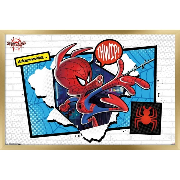 Marvel Cinematic Universe - Spider-Man - Into The Spider-Verse - Thwip Wall Poster, 14.725" x 22.375", Framed