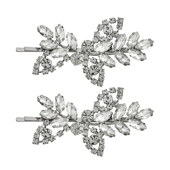 BESTYASH 2Pcs Silver Rhinestone Hair Clips Elegant Hair Barrettes for Securing Hairstyles