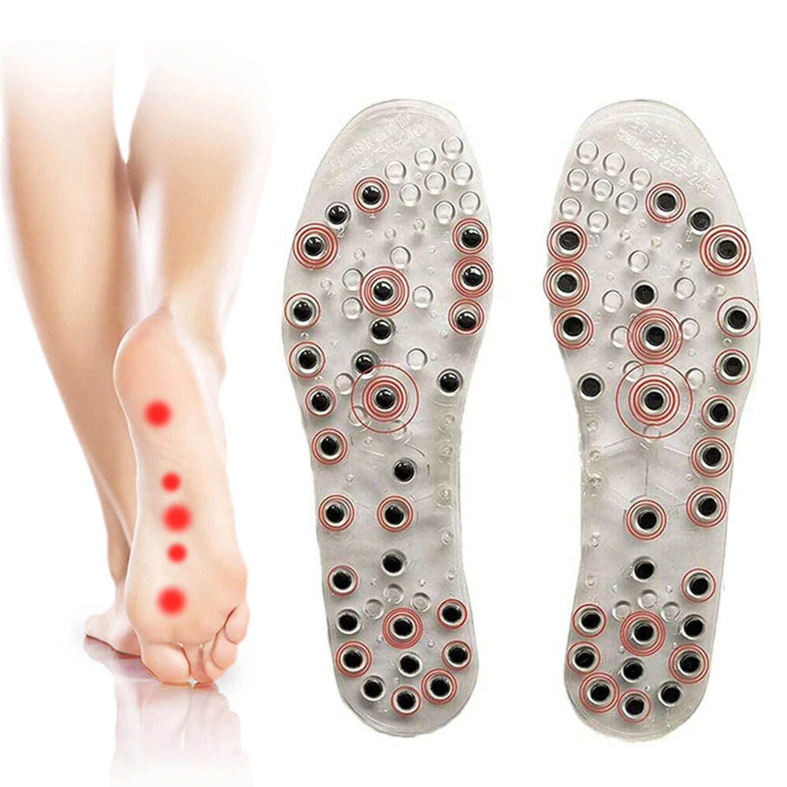 Feet Pain Relieve for Men Women,1 Pair Health Foot Acupressure Slimming Shoe Boots Gel Pads for Muscles Relax Blood Circulation Magnetic Therapy Massage Insole Plantar Fasciitis 