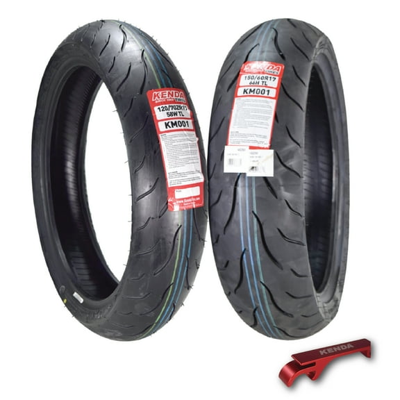 Kenda KM1 (KM001) 120/70ZR17 Front (58W) & 150/60R17 Rear (66H) Tires for Sport Touring Motorcycles, Radial with High-Speed Stability & Excellent Wet Grip w/ Keychain (120/70-17) (150/60-17) (2-Pack)