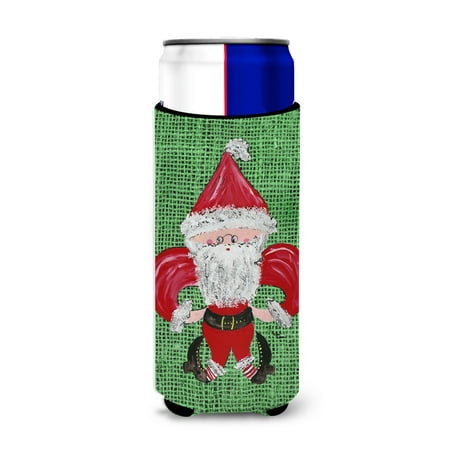 

Caroline s Treasures 8746MUK Christmas Santa Fleur de lis Ultra Hugger for slim cans Slim Can multicolor