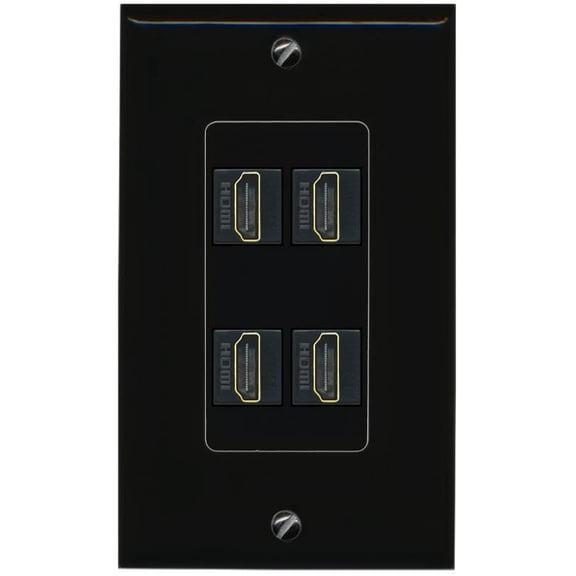 RiteAV 4 HDMI Wall Plate Decorative [Black]