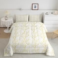 thumbnail image 2 of Feelyou Fashion Branches Lines Queen Comforter Set, Yellow Jungle Plant Botanical Bedding Sets, Teens Kids Boys Girls Reversible Bedding Comforter Set, Breathable Home Decor, 3pcs, 2 of 8