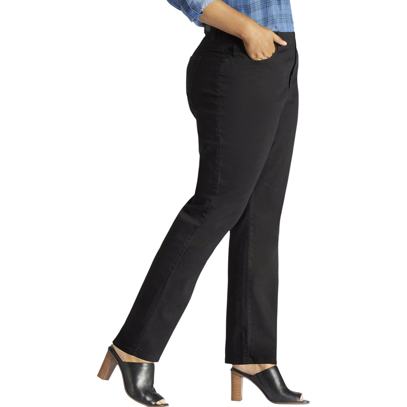 Lee Women's Plus Instantly Slims Relaxed Fit Straight Leg Jean, Available in Regular, Long, Short Inseams