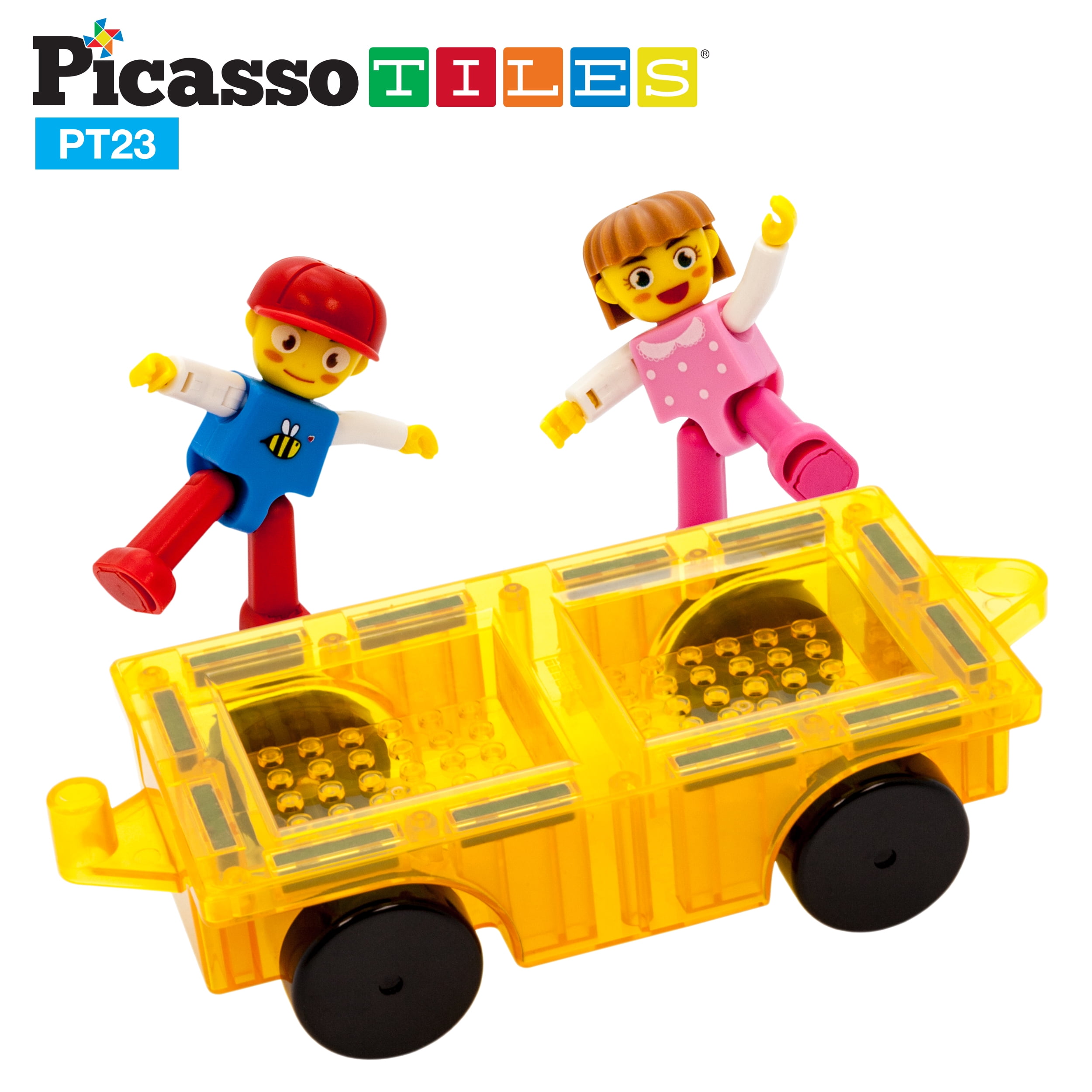 PicassoTiles Car Truck with 2 Action Figure Character Set PT23 - Walmart.com