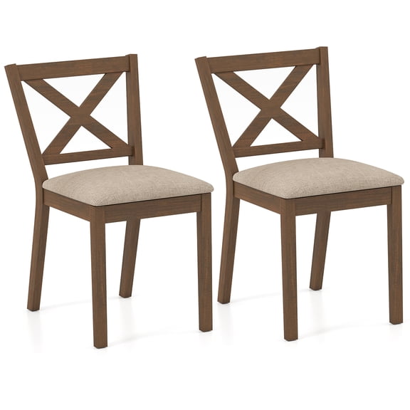 Giantex Dining Chair Set of 2 w/Upholstered Seat & Breathable X-Shaped Backrest, Modern Kitchen Chairs