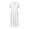 thumbnail image 4 of Gspmoly Robes pour Femmes, Robe à Col en V de Printemps/été pour Femmes, Mode Décontractée Unie en Dentelle à Manches Courtes, Robes Formelles pour Femmes Offres des Fêtes, 4 of 6
