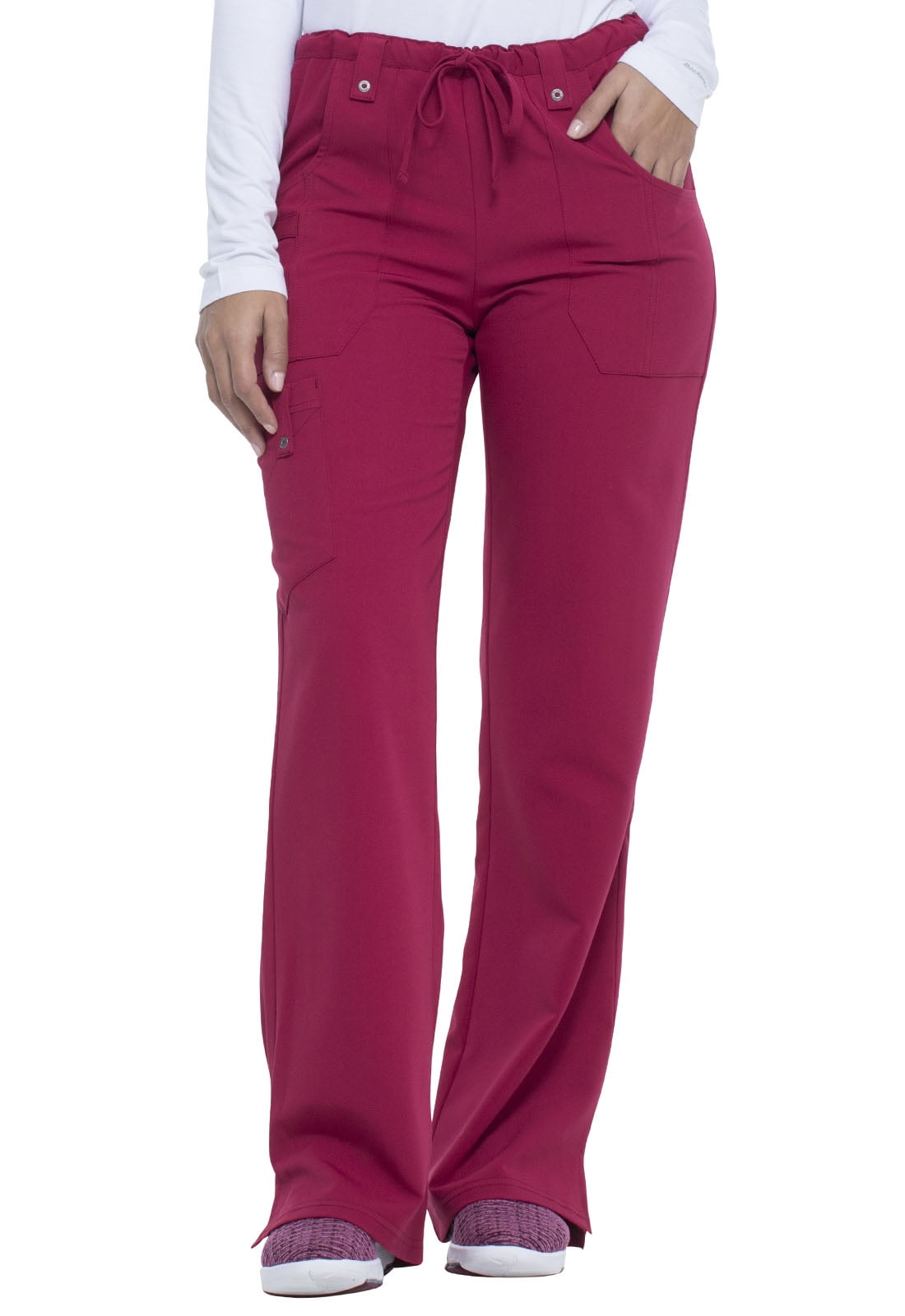 Dickies Xtreme Stretch Women Scrubs Pant, Mid Rise Drawstring Cargo