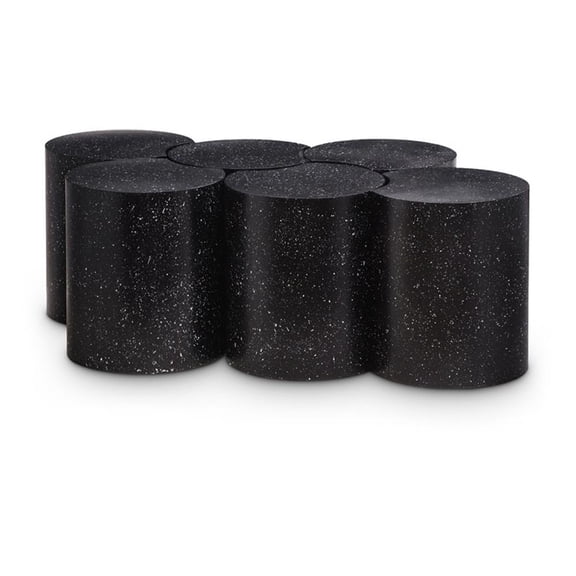 Meridian Furniture Dimple 6 Piece Black Terrazzo Pattern Iron Metal Coffee Table