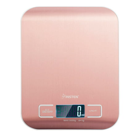 Insten Rose Gold Digital Kitchen Food Scale 1g - 5000g 5kg Multifunction Food Cooking Baking Jewelry Stainless Steel