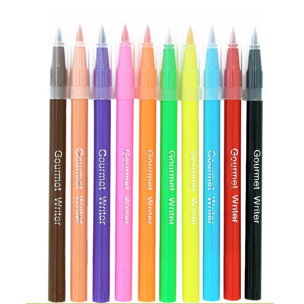 10 color Edible Pigment Pen Brush Food Coloring Pen for ...