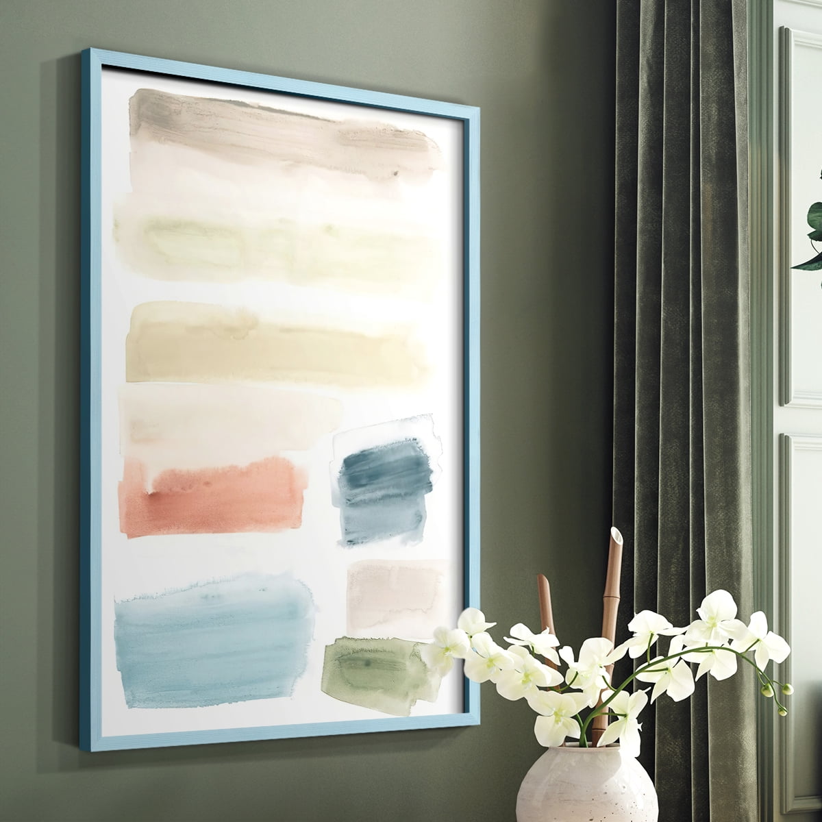 Watercolor Swatches II Framed Print in Blue Solid Wood 11 x 14 Framed Print