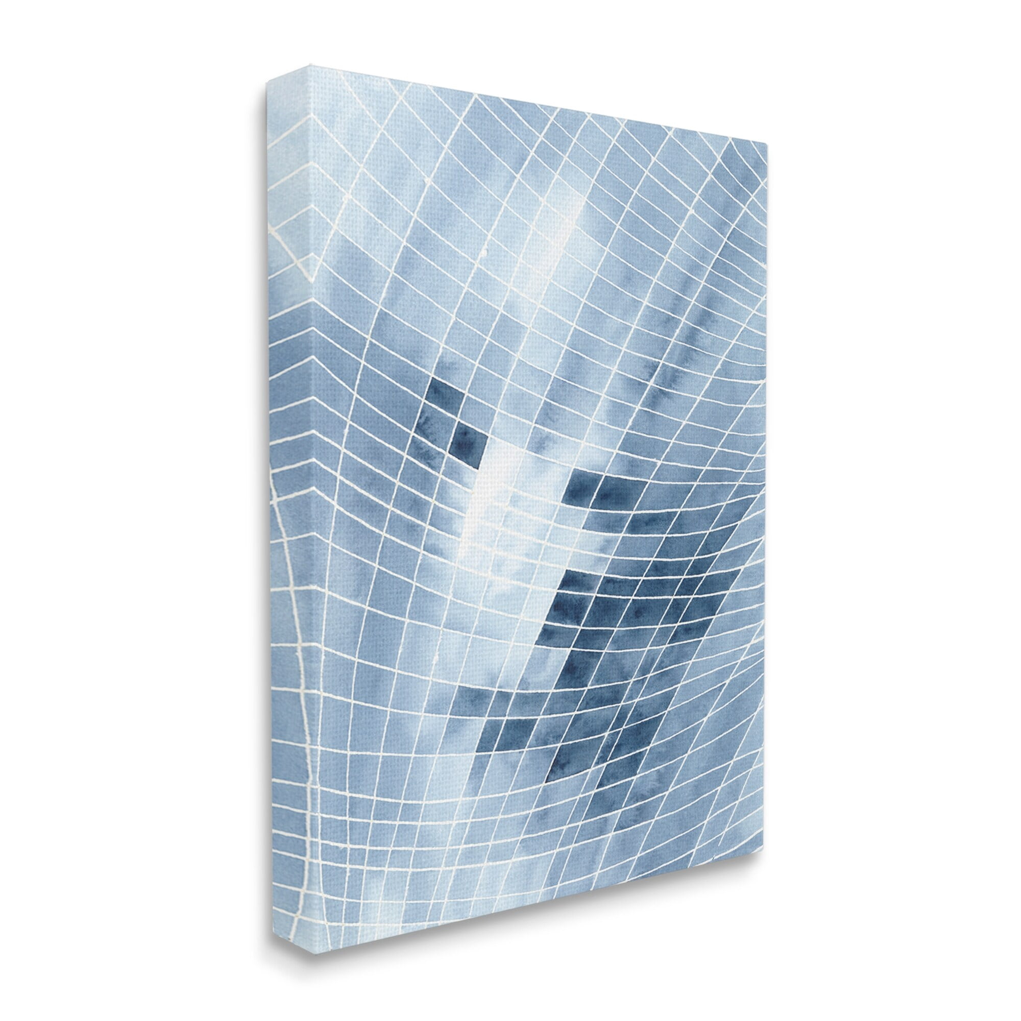 Stupell Industries Modern Warped Blue Square Shapes White Lines Painting Gallery Wrapped Canvas Print Wall Art, Design by Regina Moore